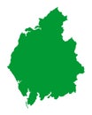 Cumbria green silhouette map county in North West England.