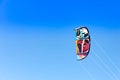 Closeup of kite surf flying over the blue sky Royalty Free Stock Photo