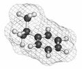 Cumene (isopropylbenzene) aromatic hydrocarbon molecule. Atoms are represented as spheres with conventional color coding: hydrogen