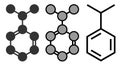 Cumene (isopropylbenzene) aromatic hydrocarbon molecule
