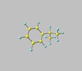 Cumene molecule isolated on grey Royalty Free Stock Photo