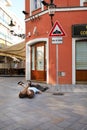 Cumil - statue of Man at work in Bratislava, Slovakia Royalty Free Stock Photo