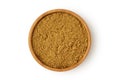 Cumin powder in wooden bowl on white background Royalty Free Stock Photo