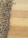 Cumin seeds line on wooden background Royalty Free Stock Photo