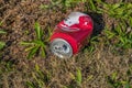 Cumming, Georgia/USA-11/17/19 Coca-Cola can laying on the ground Royalty Free Stock Photo