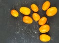 Cumquat or fortunella. Tasty juicy fruit .Food background