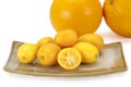 Cumquat or kumquat on white background Royalty Free Stock Photo