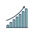 Color illustration icon for Cumulative, accumulative and graph