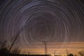 Cumulative time lapse of star trails in night sky Royalty Free Stock Photo