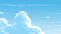 Cumulonimbus clouds image with a biplane flying in the blue sky