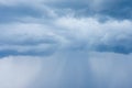 Cumulus clouds, dark blue summer sky of bad weather, thunderstorm beginning