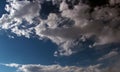 Cumulus clouds gather in the sky before a thunderstorm.