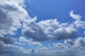 Cloudy blue sky lightened by bright midday sun Royalty Free Stock Photo