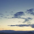 Cumulus clouds of the sunset with the sunset Blue sky blurred background defocusing Royalty Free Stock Photo