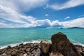 Cumulus Clouds and Torrential Rain on the Horizon over the Mediterranean Sea Royalty Free Stock Photo