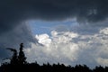 Landscape after a rainy afternoon - Cumulus Congestus clouds, and Nimbostratus clouds. Royalty Free Stock Photo