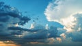 Cumulus fluffy sunset clouds sky background Royalty Free Stock Photo