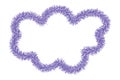 Cumulus purple cloud. Tinsel. Color illustration. Celestial figure object. Small plush cloud
