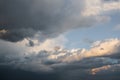 Cumulus storm clouds on a blue sky background