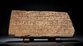 Cuneiform writing on a clay tablet isolated on dark background Royalty Free Stock Photo