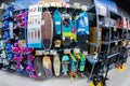 Skate boards and rollers accessories in italian Decathlon store Royalty Free Stock Photo