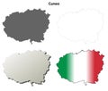 Cuneo blank detailed outline map set