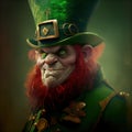 The cunning leprechaun thinks of all the gold he has - Generate Artificial Intelligente - AI Royalty Free Stock Photo
