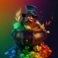 The cunning leprechaun thinks of all the gold he has - Generate Artificial Intelligente - AI Royalty Free Stock Photo