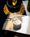 A cup of affogato with a spoon resting on top.