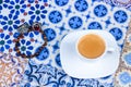 Cup of Arabian Coffee on an Oriental Colorful Background Royalty Free Stock Photo