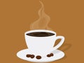 Cup of aromatic black coffee with steam vector illustration Royalty Free Stock Photo