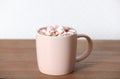 Cup of aromatic cacao with marshmallows