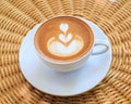 Cup of art latte or cappuccino coffee Royalty Free Stock Photo