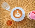 Cup of art latte or cappuccino coffee Royalty Free Stock Photo