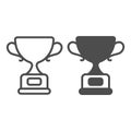 Cup, award, champion, victory, trophy line and solid icon, competition concept, winner vector sign on white background