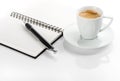 Cup of black coffee and note book Royalty Free Stock Photo
