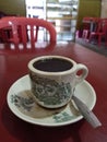 a cup of black coffee in an old coffee shop Royalty Free Stock Photo