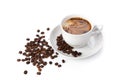 Cup of black coffee with roasted coffe beans 2