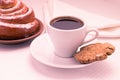 Cup of Black Coffee with a Sweet Bun and cookie Royalty Free Stock Photo