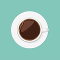 Cup of black coffee top view. Espresso or Americano in a white ceramic cup isolated. Royalty Free Stock Photo