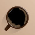 A cup with black coffee, top view. Vector image. Royalty Free Stock Photo