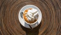 A cup of Black coffee with whipcream top view Royalty Free Stock Photo