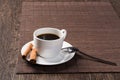 Cup of black coffee on wooden table Royalty Free Stock Photo