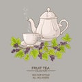 Cup of black currant tea and teapot Royalty Free Stock Photo