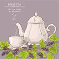 Cup of black currant tea and teapot Royalty Free Stock Photo