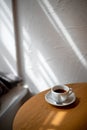 Cup of black filter coffee on the table in coffee house cafe coffeebreak sunlight daylight Royalty Free Stock Photo