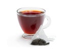 Cup of black tea with tea bag isolated on white Royalty Free Stock Photo