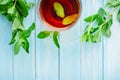 Cup of black tea with fresh mint Royalty Free Stock Photo