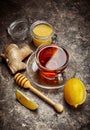 Cup black tea with ginger honey Royalty Free Stock Photo