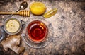 Cup black tea with ginger honey Royalty Free Stock Photo